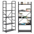 Wide modern LOFT wooden bookcase with 5 shelves, black ModernHome
