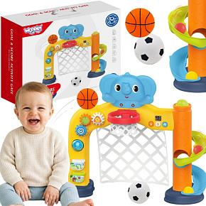 WOOPIE BABY Interaktivní Sportovní Centrum 2v1: Branka a Koš se Sloníkem WOOPIE BABY Interaktivní Sportovní Centrum 2v1: Branka a Koš se Sloníkem