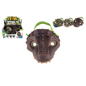 Maska dinosaurus gumová 15x18cm mix druhů 12ks v boxu karneval