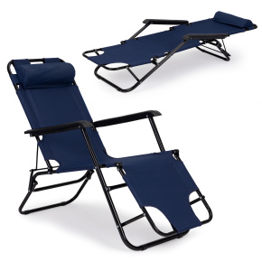 Garden lounger with headrest, foldable construction, blue, MultiGarden Garden lounger with headrest, foldable construction, blue, MultiGarden