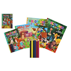 Omalovánky+aktivity/Maľovanky+aktivity Zvířátka/zvieratká 4ks + pastelky CZ+SK verze v sáčku 21x29cm Omalovánky+aktivity/Maľovanky+aktivity Zvířátka/zvieratká 4ks + pastelky CZ+SK verze v sáčku 21x29cm