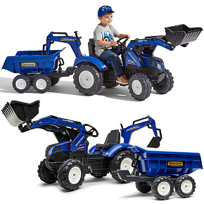 FALK Šlapací traktor New Holland T8 s bagrem a přívěsem 3-7 let FALK Šlapací traktor New Holland T8 s bagrem a přívěsem 3-7 let