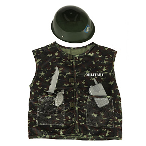 Kostým karnevalový oblek převlek voják helma sada 3-8 let