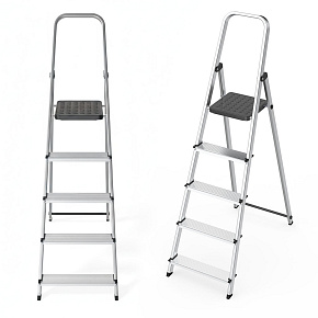 Aluminium Single-Sided Ladder 5 Steps Foldable with Platform 150 kg ModernHome