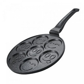 Herzberg HG-CP267SML: 26cm Pánev na palačinky a crepes s mramorovým povrchem - 7 usměvavých emotikonů Herzberg HG-CP267SML: 26cm Pánev na palačinky a crepes s mramorovým povrchem - 7 usměvavých emotikonů