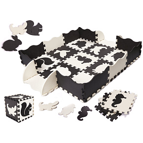 Pěnová vzdělávací podložka puzzle 114 x 114 x 1 cm černá 25 dílů