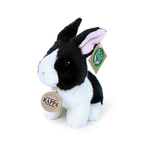 Plyšový králík bílo-černý sedící 16 cm ECO-FRIENDLY