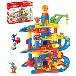 Lebula garáž parkovací mega sada autíčka s výtahem helikoptéra - obrovská sada 7 pater