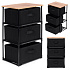 Cabinet shelf organizer, fabric with removable baskets, 3 levels, loft style, black, ModernHome