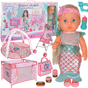 WOOPIE ROYAL Panenka Miminko 36 cm Mořská panna Interaktivní Sada XXL Pečovatelka 18v1