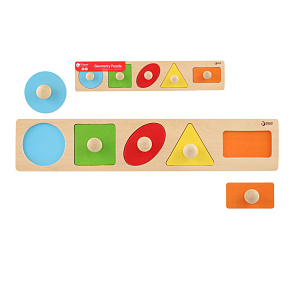 Vkládačka 5ks dřevo geometrické tvary pro nejmenší 45x9x2cm
