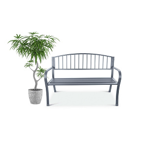 Garden bench with backrest, park bench for terrace and balcony, metal construction, graphite Garden bench with backrest, park bench for terrace and balcony, metal construction, graphite