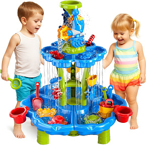 WOOPIE Vodní stolek 2v1 Pískoviště Fontána XXL Aquapark s delfínem WOOPIE Vodní stolek 2v1 Pískoviště Fontána XXL Aquapark s delfínem