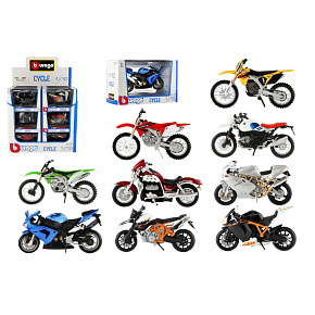 Motorka Bburago kov/plast 11-12cm 1:18 mix druhů v krabičce 17x11x7cm Motorka Bburago kov/plast 11-12cm 1:18 mix druhů v krabičce 17x11x7cm