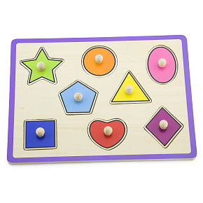 VIGA Dřevěné Barevné Puzzle S Kolíčky Tvary VIGA Dřevěné Barevné Puzzle S Kolíčky Tvary