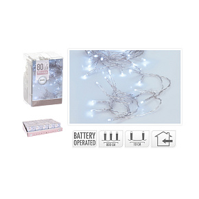 Vánoční LED osvětlení na baterie 80 LED - Studená bílá Vánoční LED osvětlení na baterie 80 LED - Studená bílá