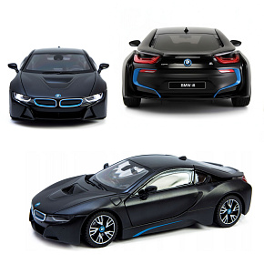 Kovový sběratelský model auta BMW i8 v měřítku 1:24, černý.