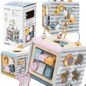 VIGA PolarB Activity Box Dřevěné Vzdělávací Herní Centrum 5v1 kostka
