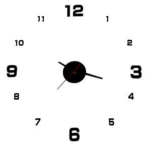 Nástěnné hodiny do obývacího pokoje kuchyně DIY nalepovací moderní 3D černé 4 velké číslice