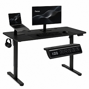 Elektrický psací stůl 140x60 cm zvedací, nastavení výšky 72-118 cm černý ModernHome