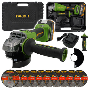 Aku úhlová bruska Procraft PWA220 + 10x řezný kotouč CD125x1.0 Aku úhlová bruska Procraft PWA220 + 10x řezný kotouč CD125x1.0