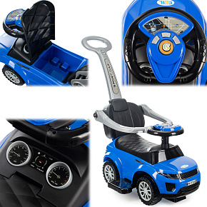 Lebula jezdítko chodítko 3v1 autíčko pro děti velké auto klakson hudba modré Lebula jezdítko chodítko 3v1 autíčko pro děti velké auto klakson hudba modré