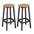 Round Bar Stool Set of 2 – 65 cm Kitchen High Chair with Footrest