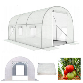 Greenhouse garden tunnel, 3x2x2 m, multi-season, metal frame, white foil, 2 entrances Greenhouse garden tunnel, 3x2x2 m, multi-season, metal frame, white foil, 2 entrances