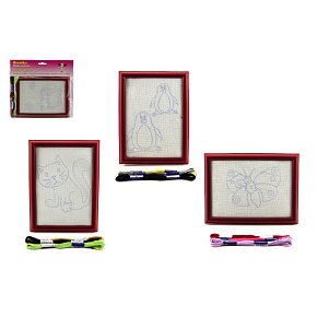 Vyšívání obdélníkový rámeček na pověšení, 3 příze v sáčku 23x16x1cm Vyšívání obdélníkový rámeček na pověšení, 3 příze v sáčku 23x16x1cm