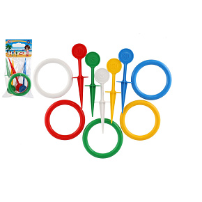 Házecí hra kroužky a kolíky plast 22cm v sáčku