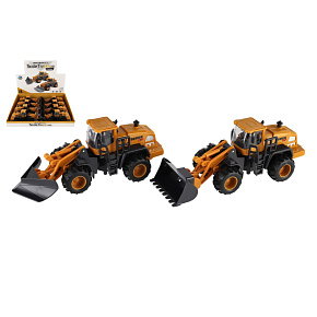 Stavební stroj nakladač plast 20cm na setrvačník 2 druhy 8 ks v boxu