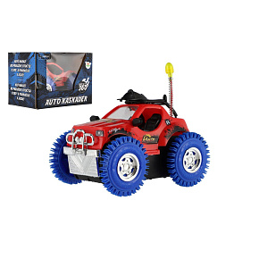 Auto kaskadérské plast 9x9cm na baterie se světlem, zvukem v krabičce 14x10cm Auto kaskadérské plast 9x9cm na baterie se světlem, zvukem v krabičce 14x10cm