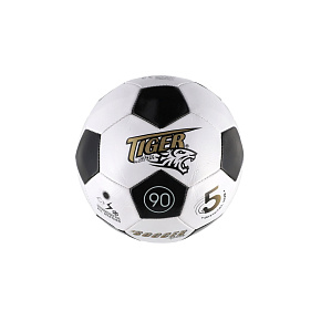 Míč fotbalový šitý nafouknutý kůže 23cm vel. 5 černo-bílý v sáčku