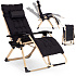 Garden beach lounger with cushion and headrest adjustable black gold frame MultiGarden