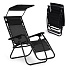 Garden Beach Lounger with Adjustable Backrest and Movable Canopy Black MultiGarden