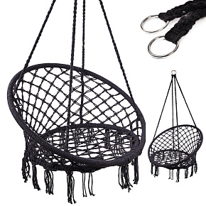 Houpačka LUARO křeslo čapí hnízdo černé 80cm 150kg