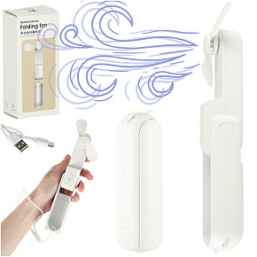 Stolní ventilátor mini ruční skládací větráček přenosný USB bílý
