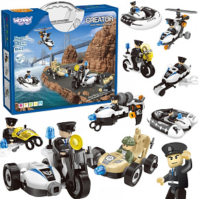 WOOPIE Stavebnice Sestavte Policejní Vozidla 8 Modelů STEAM – Staňte se hrdinou města!