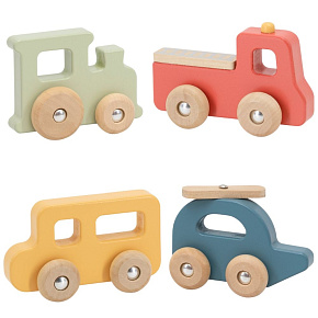 VIGA Sada Dřevěných Barevných Vozidel 4ks ze Série PolarB