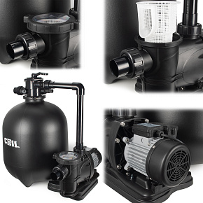 Samonasávací písková filtrace k bazénu 800W. Výkon 19000l/h, nádrž 125l Samonasávací písková filtrace k bazénu 800W. Výkon 19000l/h, nádrž 125l