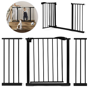 Branka zábrana zabezpečující 74-132 cm na schody a dveře ocelové dodatečné panely černá ECOTOYS