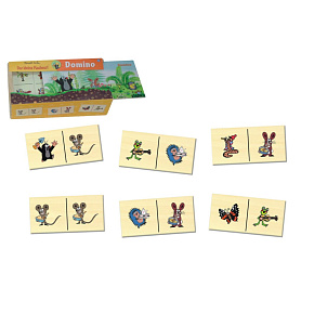Domino Krtek dřevo společenská hra 28 dílků v dřevěné krabičce 18x11x5cm Domino Krtek dřevo společenská hra 28 dílků v dřevěné krabičce 18x11x5cm