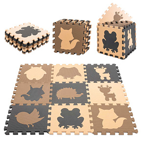Pěnová vzdělávací podložka puzzle béžová 85 x 85 cm 9 dílů