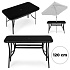 Garden Table 120x70 cm Tempered Glass with Parasol Hole, Black, MultiGarden