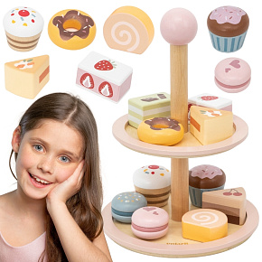 VIGA Dřevěný Stojan na Dort s Příslušenstvím