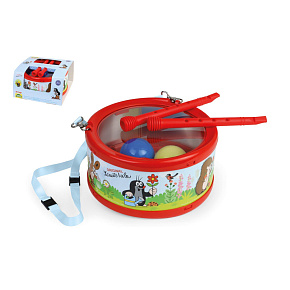 Bubínek Krtek plech 21cm s paličkami v krabici 21x10x21cm