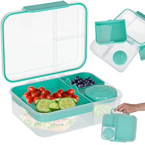 Lunch box svačinová krabička s přihrádkami rozdělená 2200ml mátová