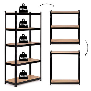 Metal Storage Shelf 180x90x40 cm for Garage or Basement, 5 Shelves, 875 kg Capacity ModernHome Metal Storage Shelf 180x90x40 cm for Garage or Basement, 5 Shelves, 875 kg Capacity ModernHome