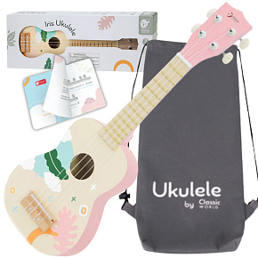 CLASSIC WORLD Dřevěné Ukulele Kytara pro Děti Růžová