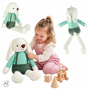 Plyšový maskot mazlíček králík v zelených kalhotkách 70 cm Plyšový maskot mazlíček králík v zelených kalhotkách 70 cm